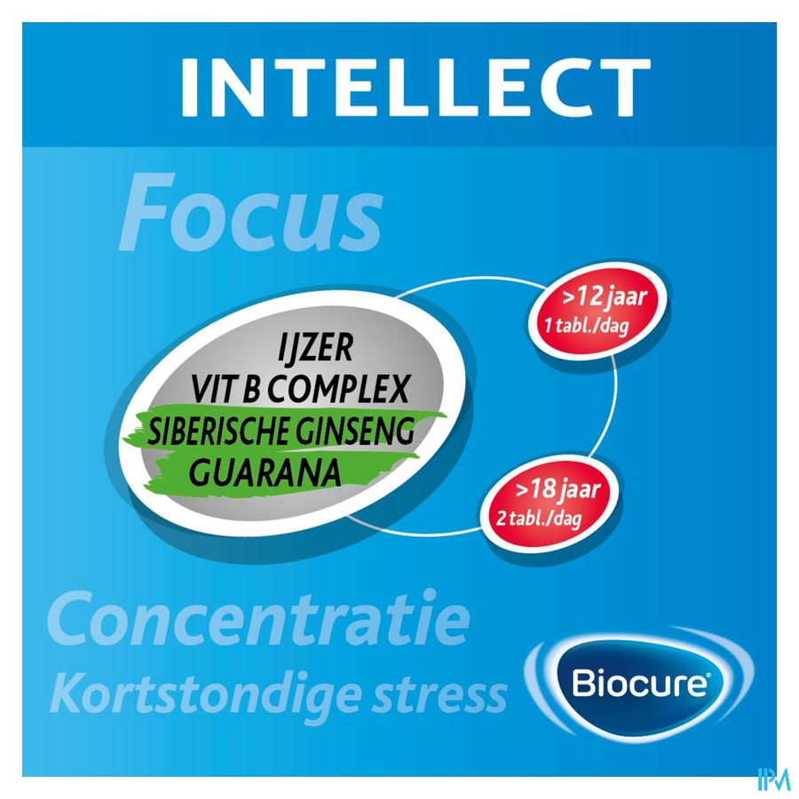 Biocure Intellect - concentration, mémoire, vitamine - 40 comprimés