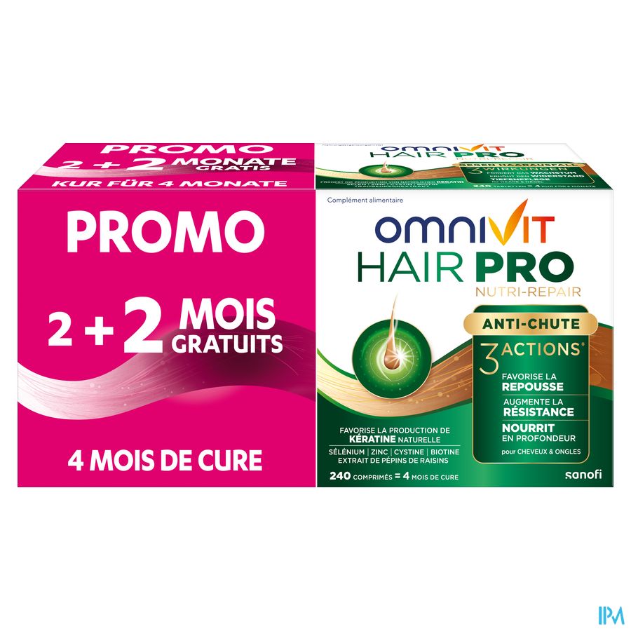 Omnivit Hair Pro 240cp PROMO 2 mois gratuits - Vitamine Anti-chute Cheveux