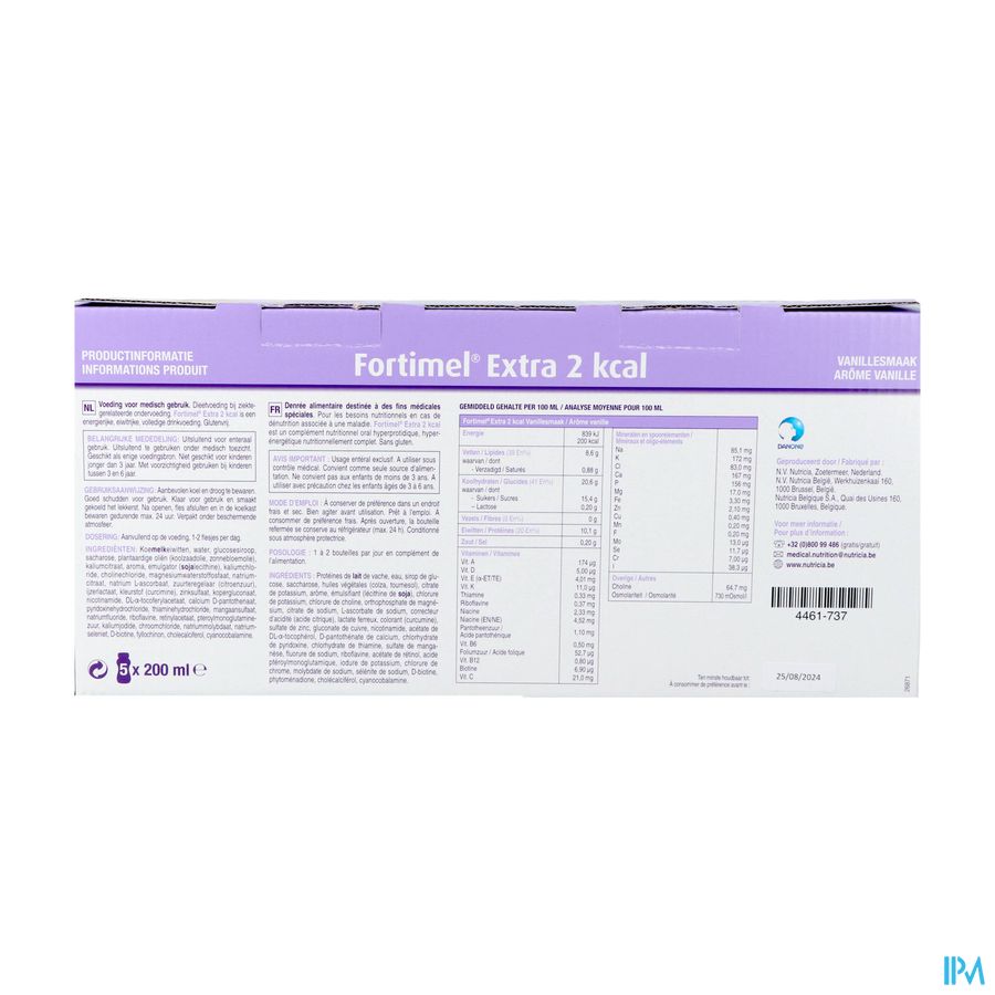 Fortimel Extra Vanille 2kcal Complément Nutritionnel Dénutrition Promopack 4+1 5x200ml