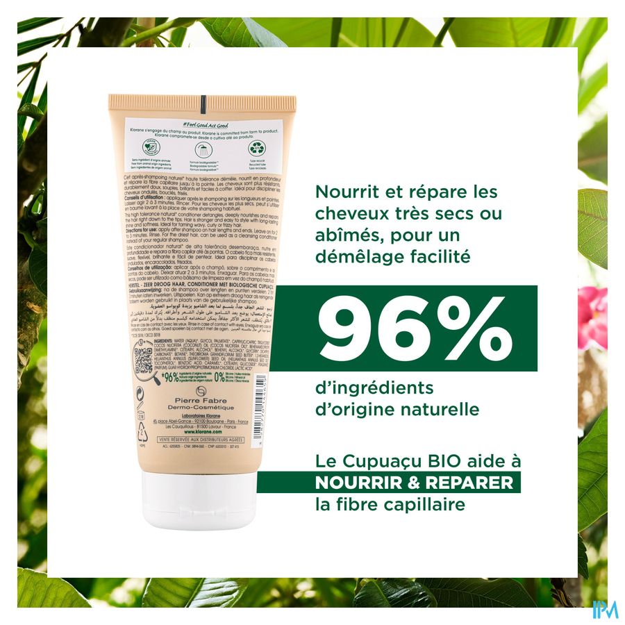 Klorane - Après-shampoing Réparation au Cupuaçu BIO - Cheveux très secs