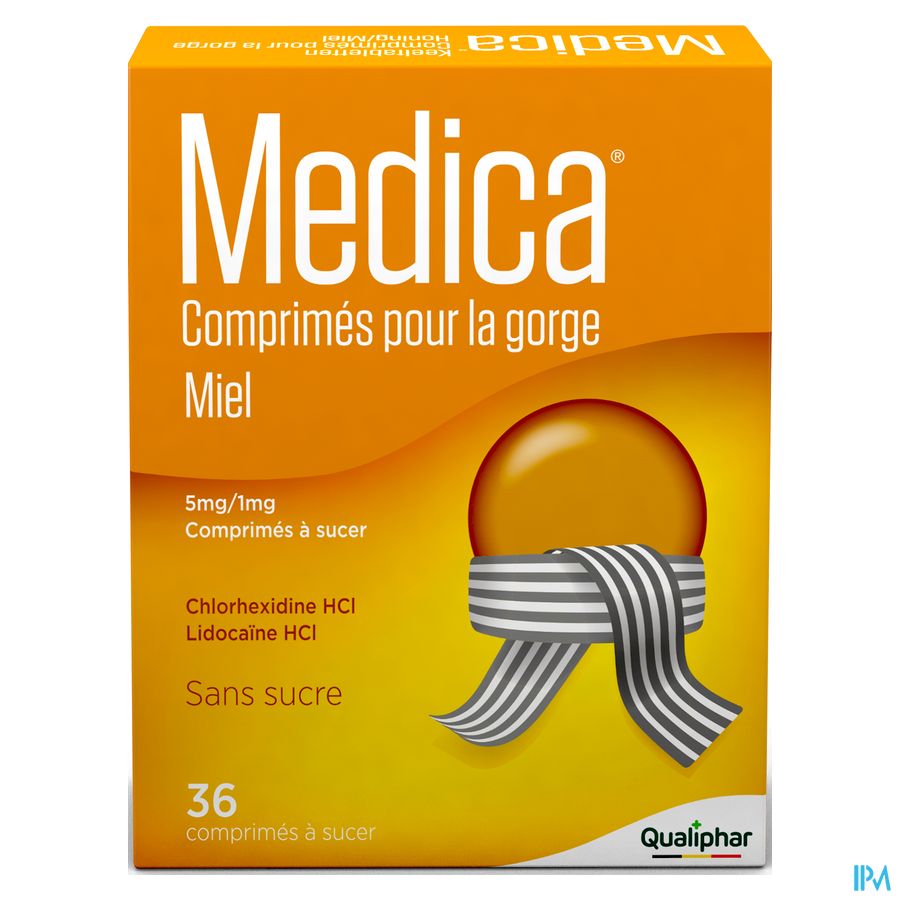 Medica comprimés pour la gorge sans sucre Miel 36 pcs - mal de gorge