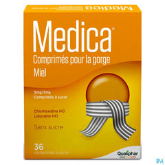 Medica comprimés pour la gorge sans sucre Miel 36 pcs - mal de gorge
