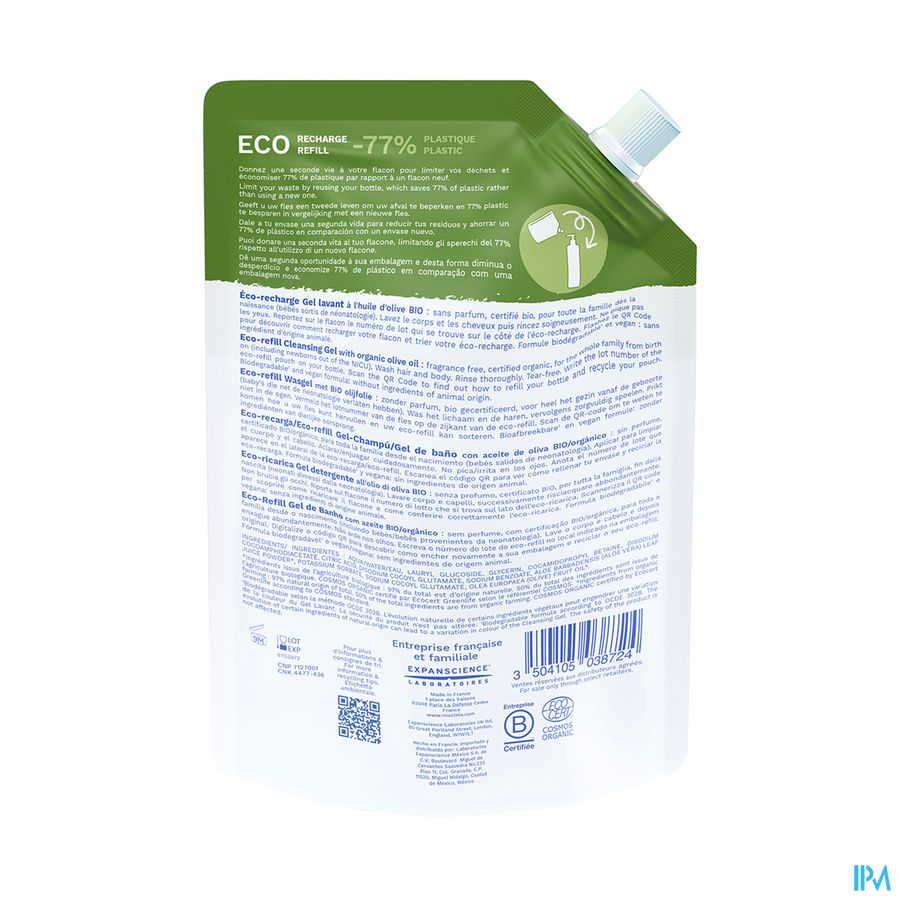 Mustela BIO gel lavant eco-recharge 400 ml