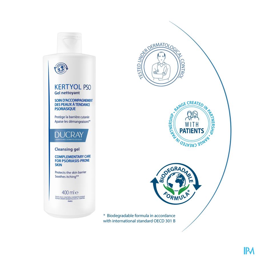 Ducray KERTYOL PSO Gel Nettoyant - Soin d'accompagnement des peaux à tendances psoriasique