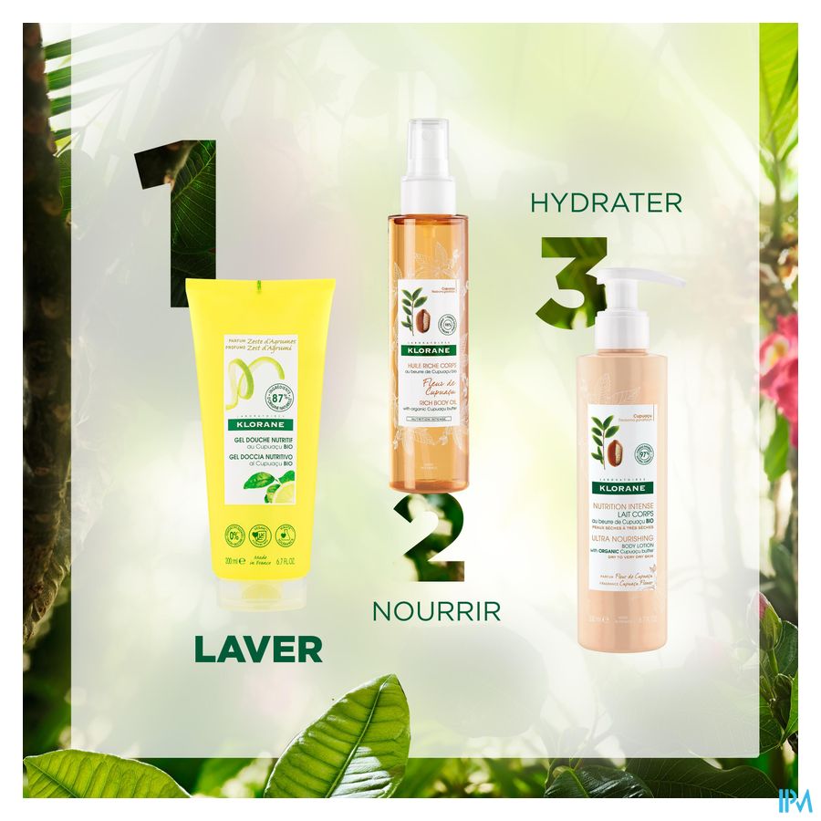 Klorane - Gel douche au Cupuaçu BIO - Zeste d’Agrumes - Tous types de peaux