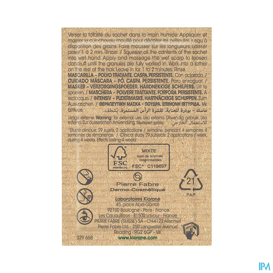 Klorane — Masque-Poudre Traitant Antipelliculaire au Galanga – Pellicules persistantes