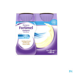 Fortimel Compact 2.4kcal Arôme Vanille Complément Nutritionnel Dénutrition Bouteilles 4x125ml