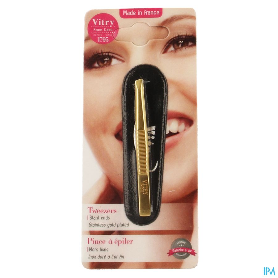 PINCE A EPILER MORS BIAIS INOX DORE