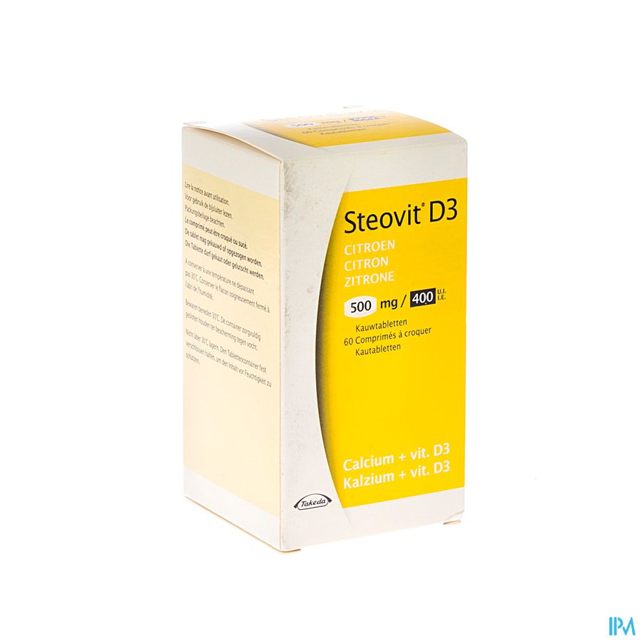 Steovit Forte Citron 500mg/400 U.I. Calcium & Vit D - 60 comprimés à croquer