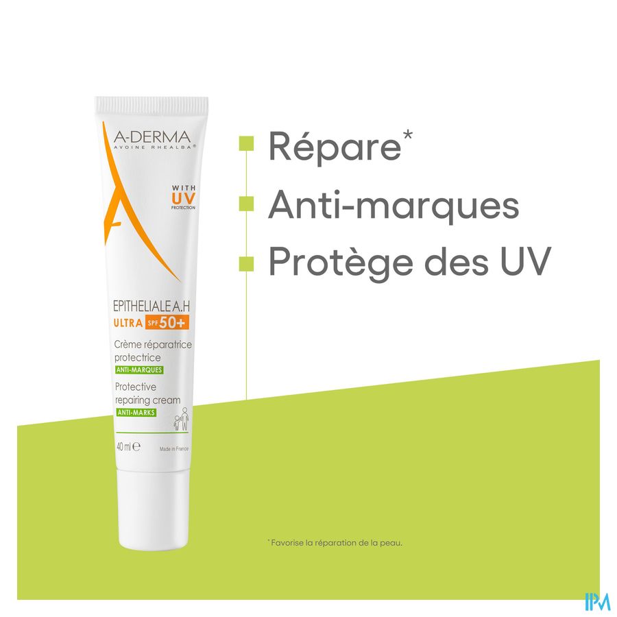 A-DERMA - EPITHELIALE A.H ULTRA SPF50+ CREME REPARATRICE ET PROTECTRICE ANTI-MARQUES - Peaux fragilisées, anti-marques cicatricielles et pigmentaires, post-acte dermatologique ou esthétique superficiel 100ml