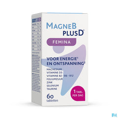 MagneBplusD Femina - Magnésium, Vitamine D, Vitamines B, Acide Folique, Zinc, Sélénium, Taurine - 60 comprimés
