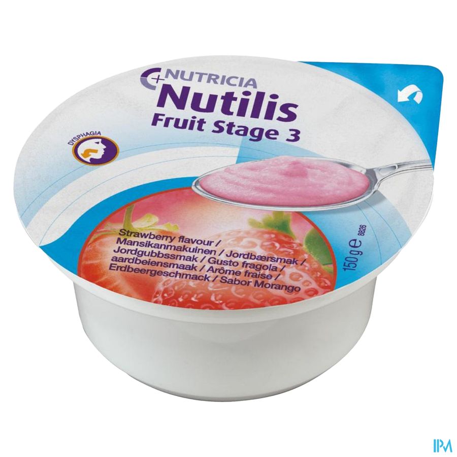 Nutilis Fruit Stage 3 Goût Fraise Alimentation médicale orale pré-épaissie Pots 3x150g