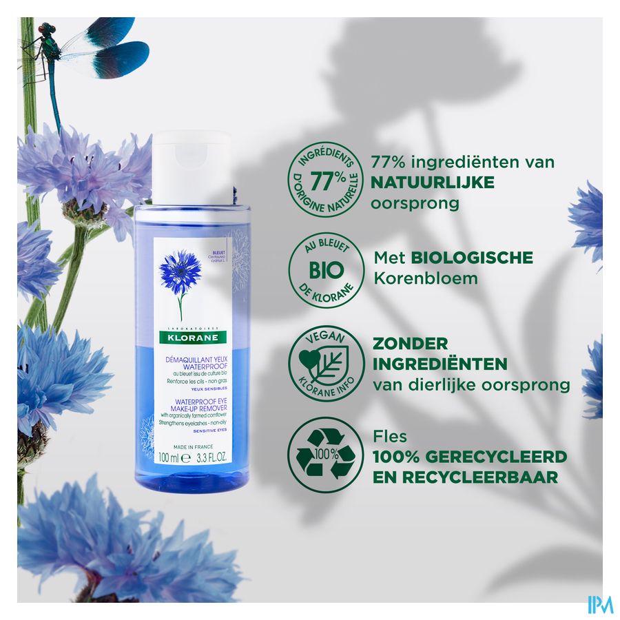 Klorane - Démaquillant yeux waterproof au Bleuet issu de culture BIO - Yeux sensibles