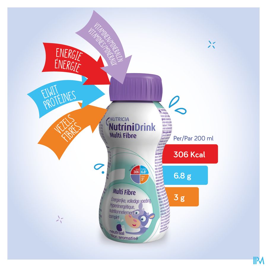 Nutrinidrink Multi Fibre Arôme Neutre Bouteille 200ml