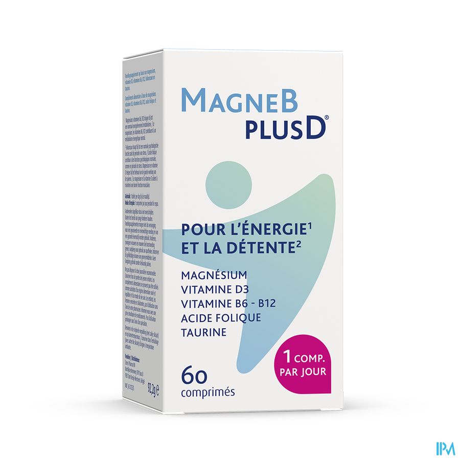 MagneBplusD - Magnésium, Vitamine D, Vitamines B, Acide Folique, Taurine - 60 comprimés