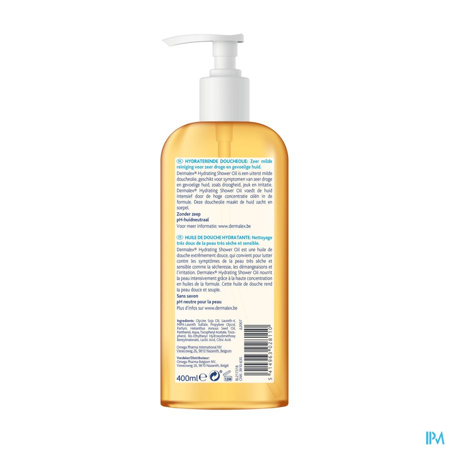 Dermalex® Huile De Douche Hydratante - Peau Très Sèche & Sensible - 400 ml