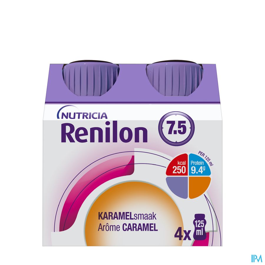Renilon 7.5 Arôme Caramel Complément Nutritionnel Dénutrition Bouteilles 4x125ml