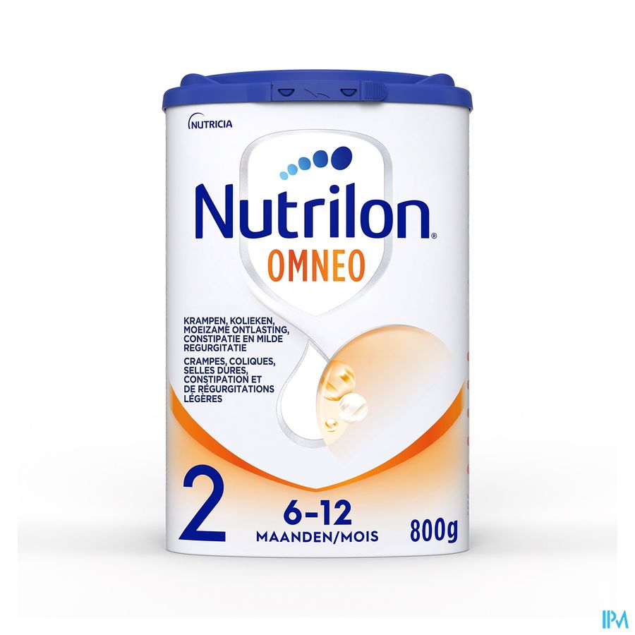 Nutrilon Omneo 2 | Crampes, Coliques, Selles dures, Constipation | Lait Bébé 6-12 mois  | Lait en Poudre pour Biberon | Boite 800g