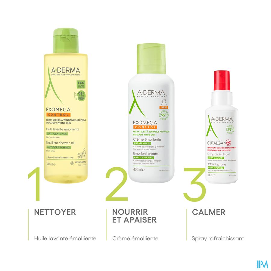 A-DERMA - EXOMEGA CONTROL HUILE LAVANTE ÉMOLLIENT ANTI-GRATTAGE REFILL peau à tendance atopique