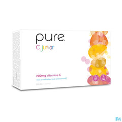 PURE C JUNIOR. VITAMINE C 200 mg. IMMUNITE. 40 COMPRIMÉS A MACHER