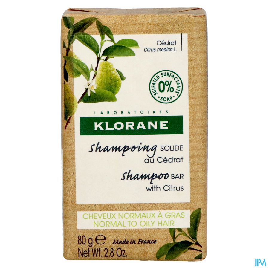 Klorane — Shampoing Solide au Cédrat — Cheveux normaux à gras