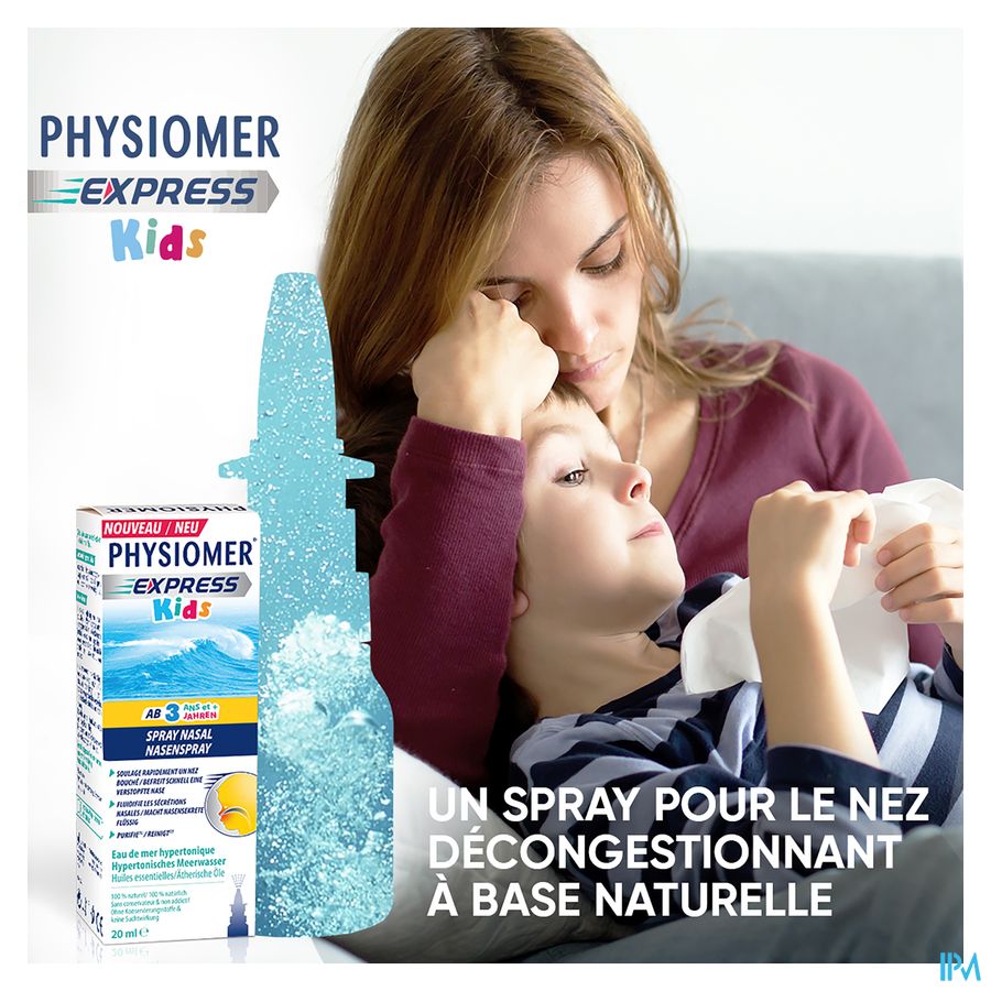 Physiomer® Express Kids Spray Nasal 20ml-En Cas De Nez Bouché,Nez Coulant,Rhume