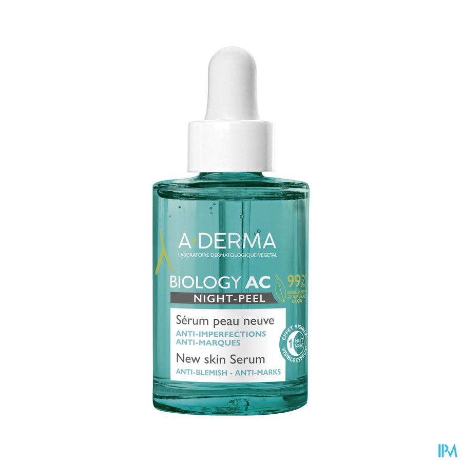 A-DERMA  BIOLOGY AC NIGHT-PEEL Sérum anti-imperfections - Effet peau neuve - Points noirs, acné