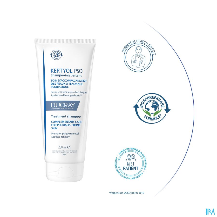 Ducray KERTYOL P.S.O. Shampooing traitant - Soin d'accompagnement des peaux à tendances psoriasique