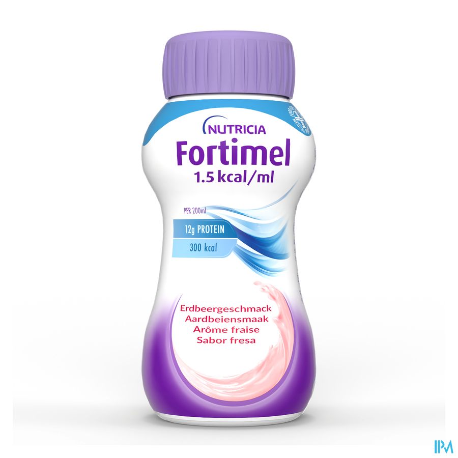 Fortimel 1.5kcal Arôme Fraise Complément Nutritionnel Dénutrition Bouteilles 4x200ml