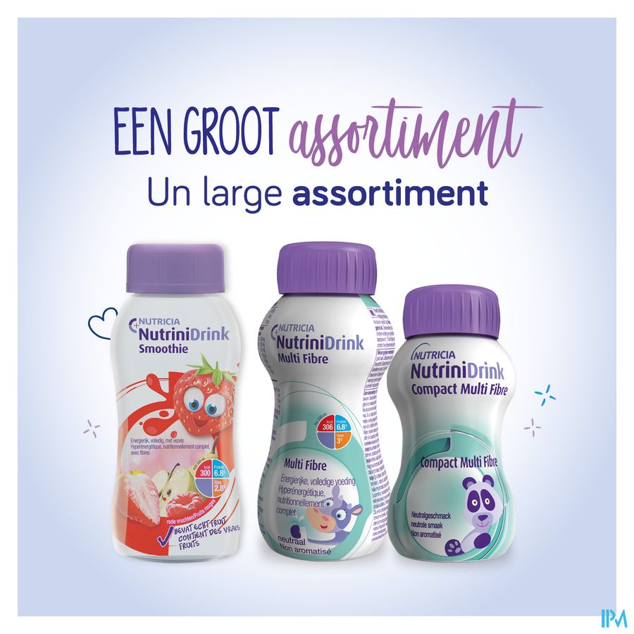 NutriniDrink Compact Multi Fibre Goût Neutre Bouteilles 4x125ml