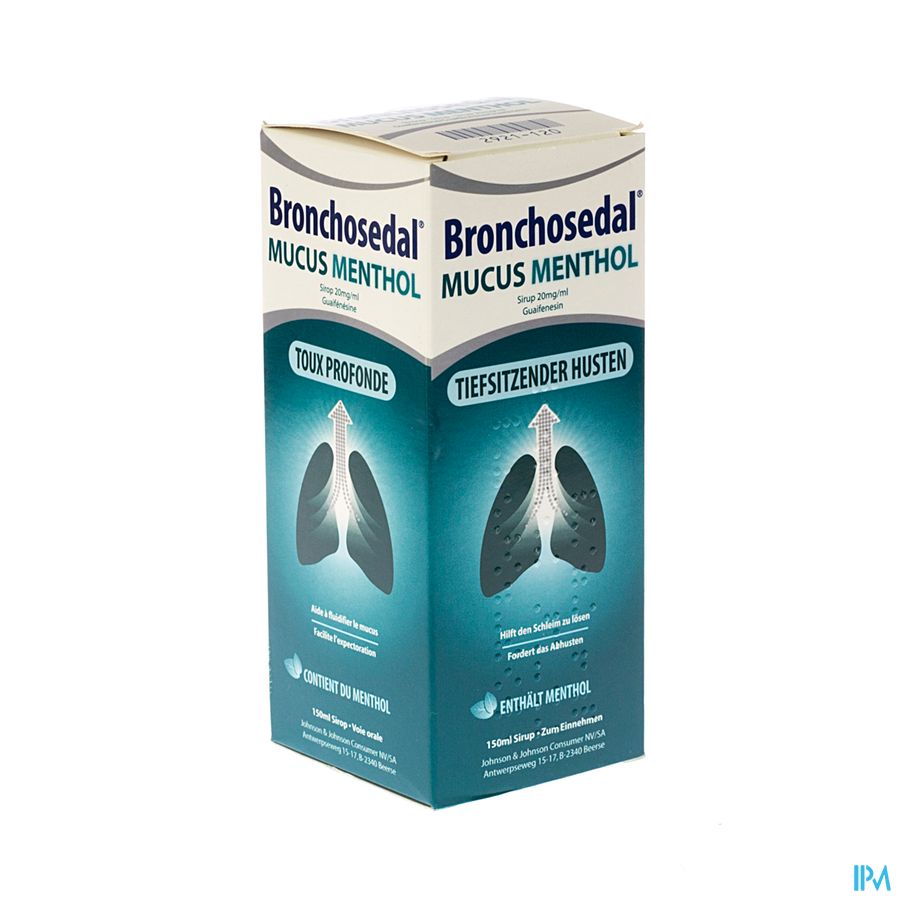 Bronchosedal® Mucus Menthol, contre la toux productive, détache les mucosités et dégage les voies respiratoires, 150 ml