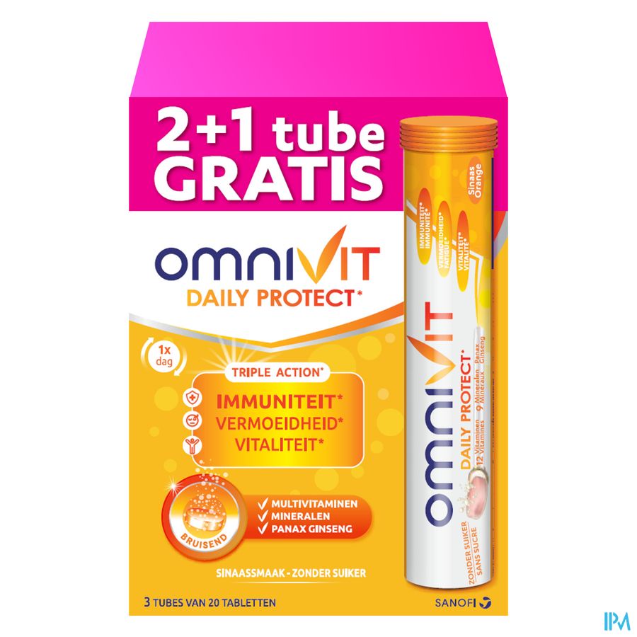 Omnivit Daily Protect 3x20cp PROMO 1 tube gratuit - Vitamine Immunité Energie - Sans sucre
