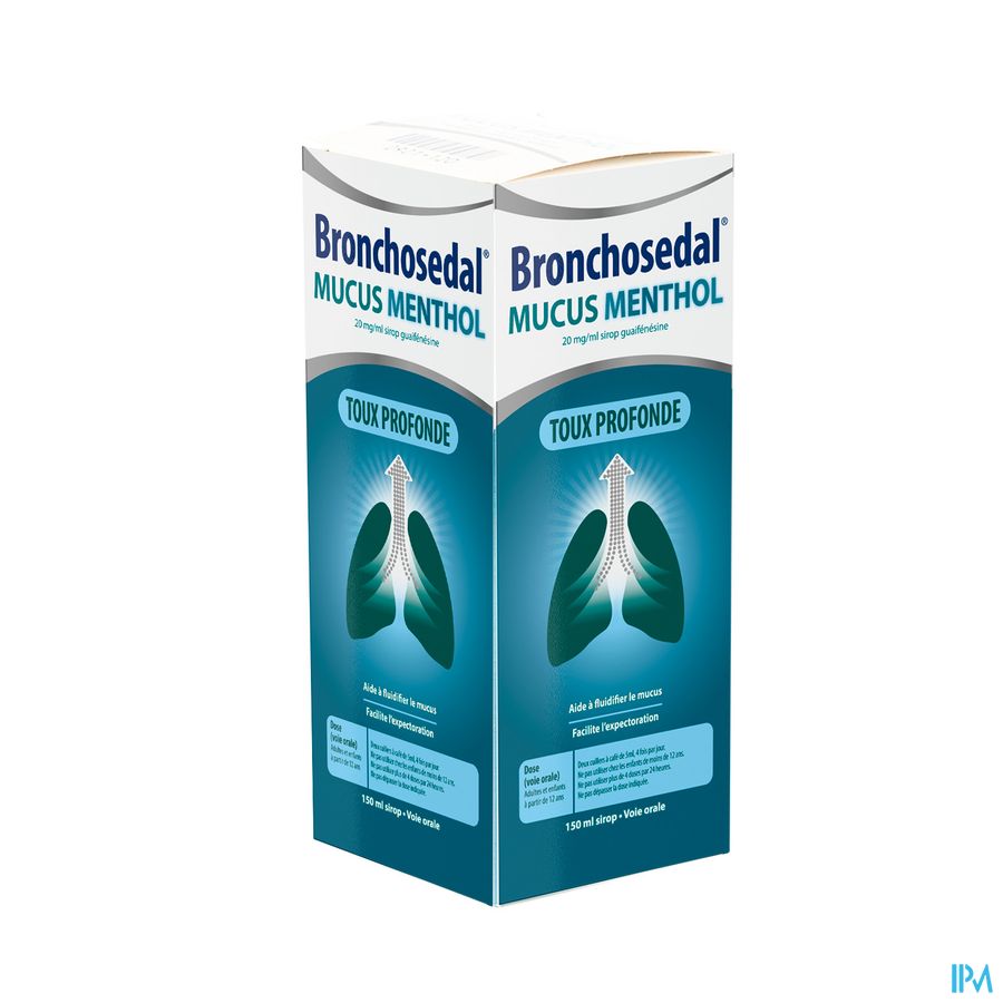 Bronchosedal® Mucus Menthol, contre la toux productive, détache les mucosités et dégage les voies respiratoires, 150 ml
