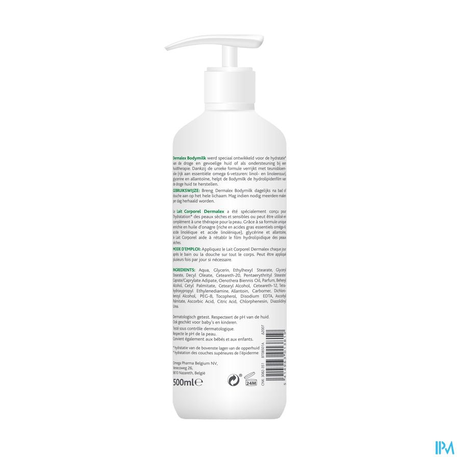 Dermalex® Lait Corporel Hydratant - Peau Sèche Et Sensible - 500ml