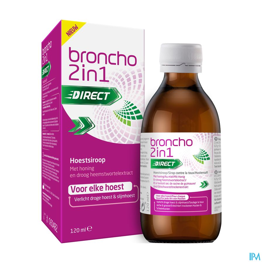 Broncho® 2 in 1 Adult Sirop Contre La Toux Goût D’Orange- Toux Sèche, Toux Grasse