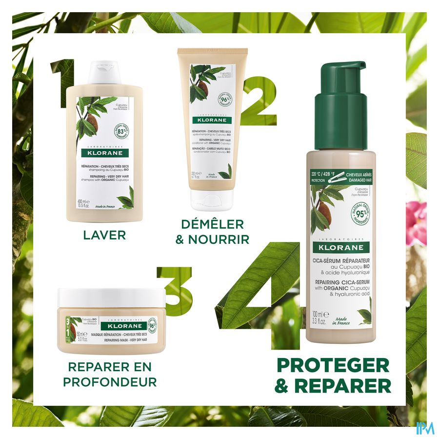 Klorane — Cica-sérum Réparateur au Cupuaçu BIO & acide hyaluronique — Cheveux très secs, abîmés