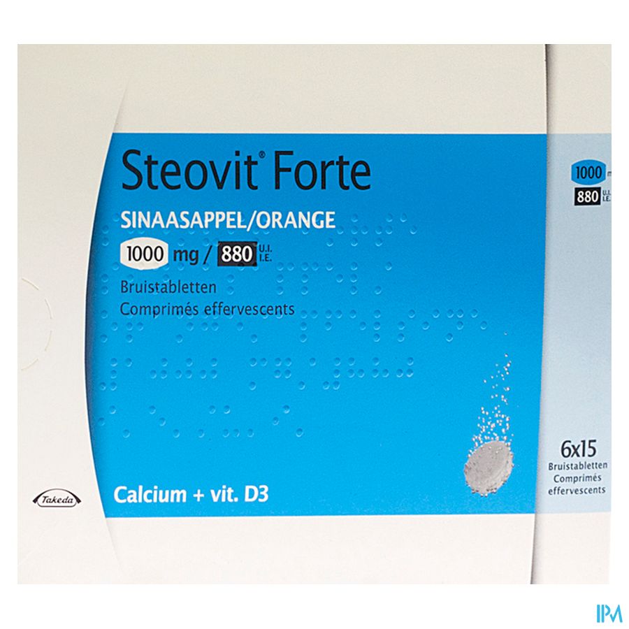 Steovit Forte Orange 1000mg/880 U.I. Calcium & Vit D 90 comprimés effervescents