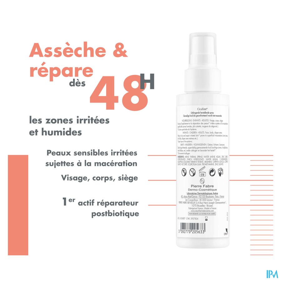 Eau Thermale Avène CICALFATE+ Spray Asséchant Réparateur Peaux Irritées Sujettes à Macérations