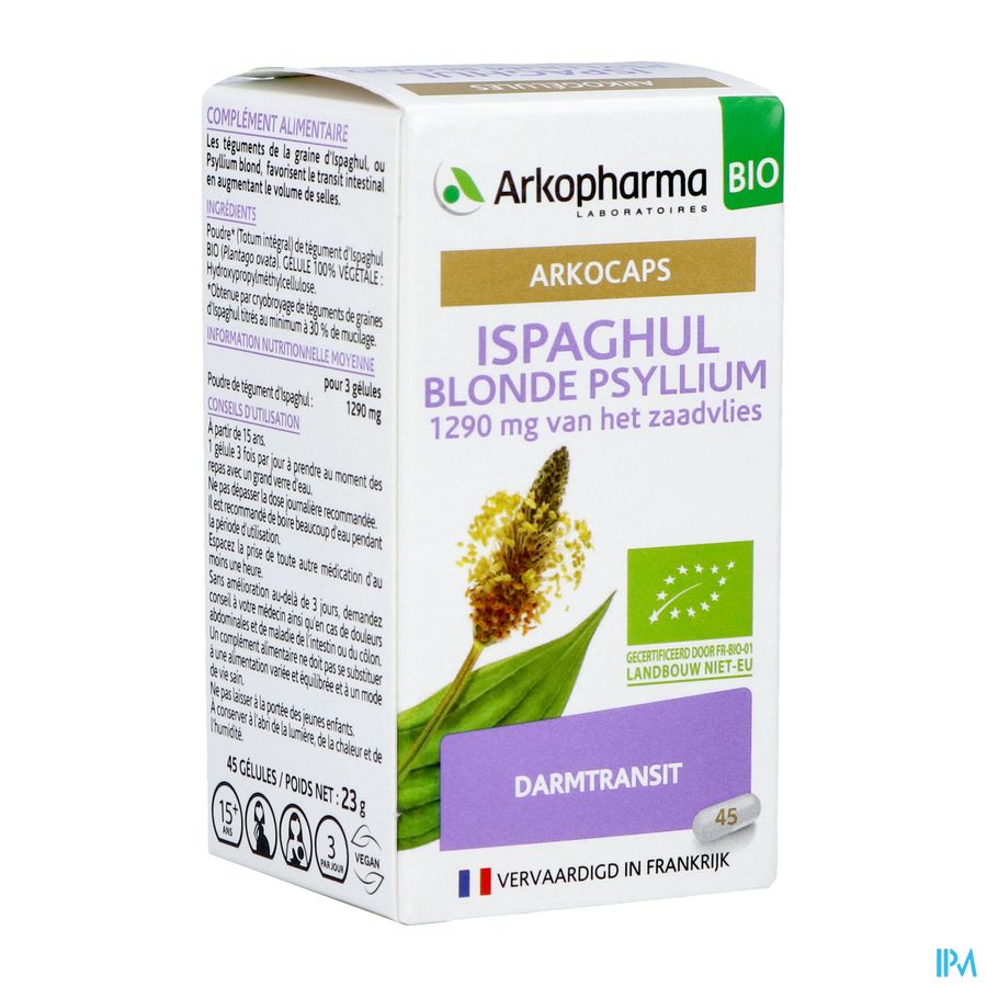 Arkogelules Ispaghul Psyllium Blond Bio Caps 45