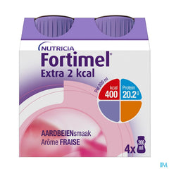 Fortimel Extra 2kcal Goût Fraise Bouteilles 4x200ml