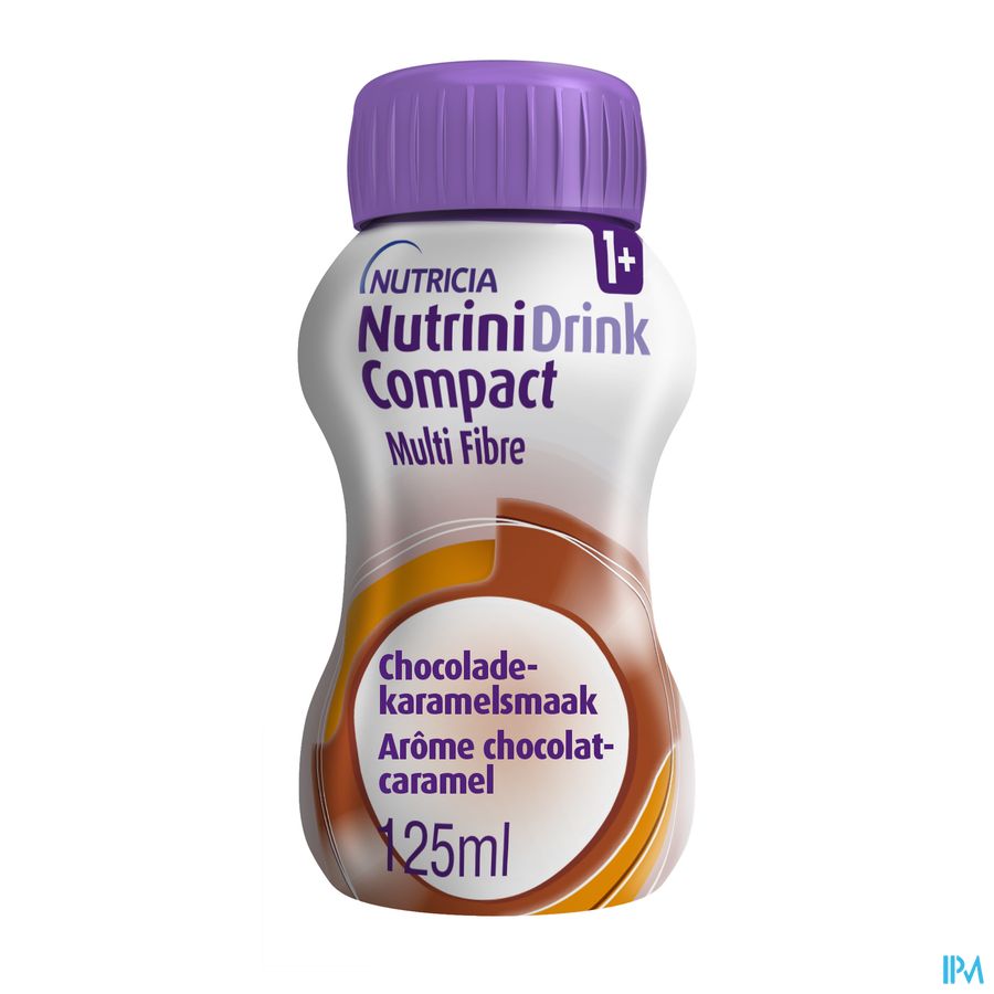 NutriniDrink Compact Multi Fibre Arôme Chocolat-Caramel Bouteilles 4x125ml