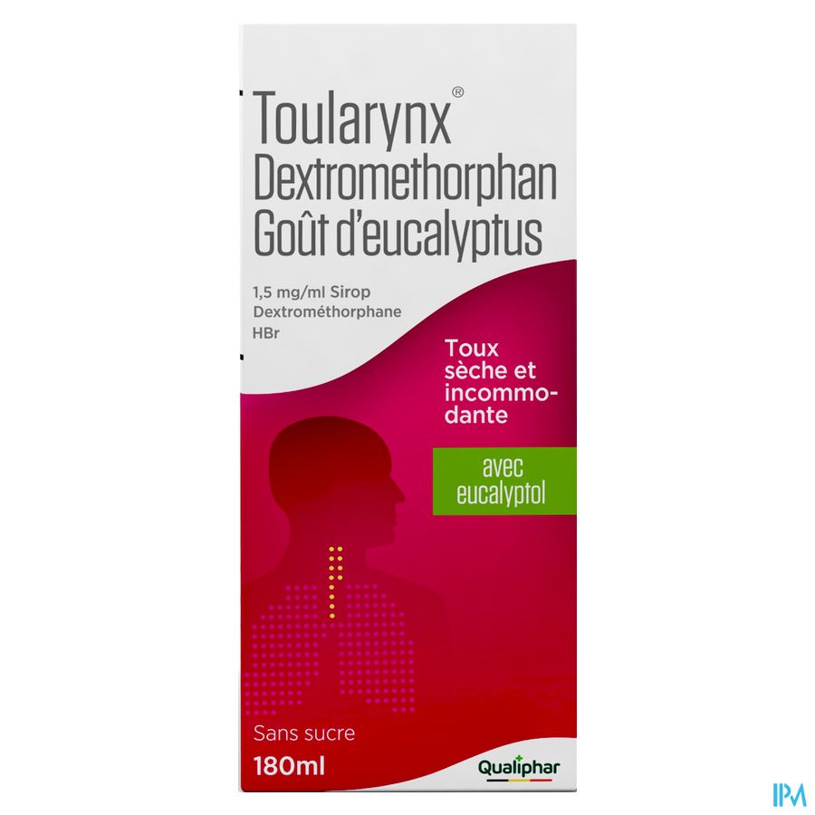 Toularynx Dextromethorphan Eucalyptussmaak 180 ml sirop toux sèche et incommodante