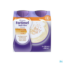 Fortimel Multifibre 1.5kcal Arôme Vanille Complément Nutritionnel Dénutrition Bouteilles 4x200ml
