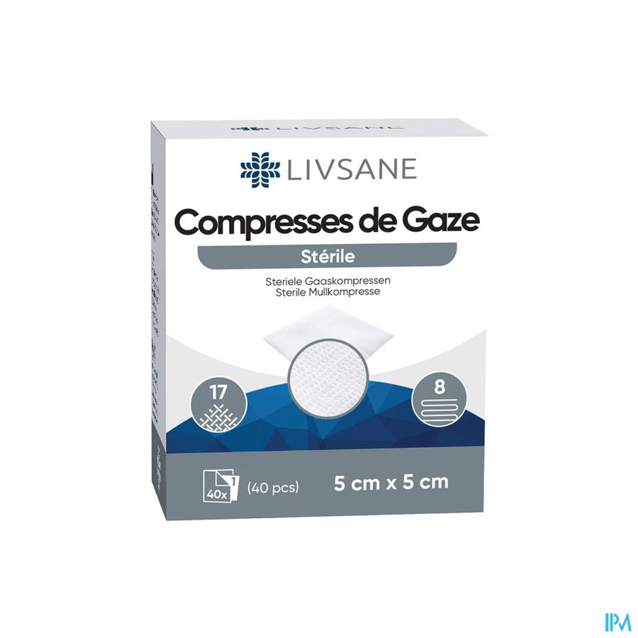 Livsane Compresses Steriles 8pl 5x5cm 40