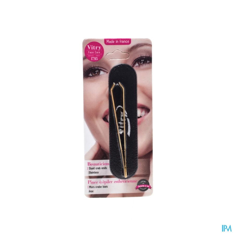 PINCE A EPILER M.CRABE BIAIS INOX DORE