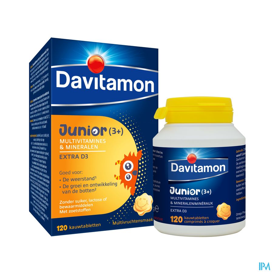 Davitamon® Junior Goût Multifruits - 120 Comprimés À Croquer À Partir De 3 Ans