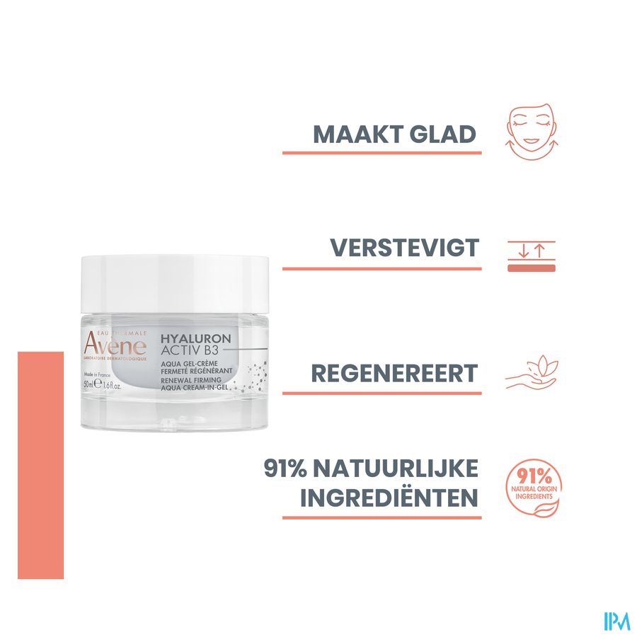 Eau Thermale Avène Aqua Gel-Crème régénération cellulaire - Soin Anti-âge visage HYALURON ACTIV B3