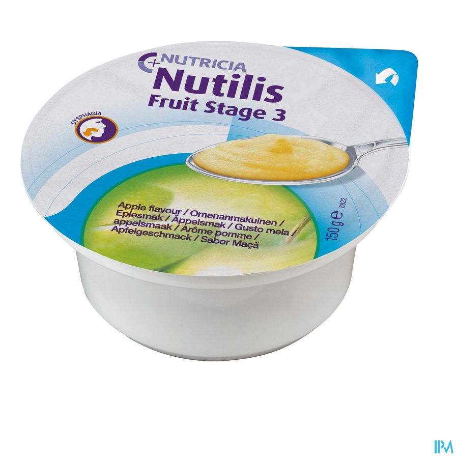 Nutilis Fruit Stage 3 Goût Pomme Alimentation médicale orale pré-épaissie Pots 3x150g