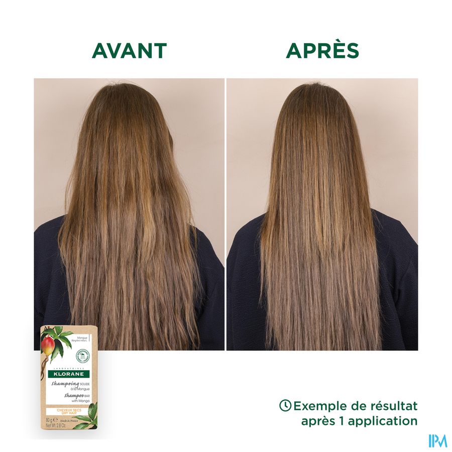 Klorane - Shampoing Solide à la Mangue - Nutrition - Cheveux secs hydratant et nourissant
