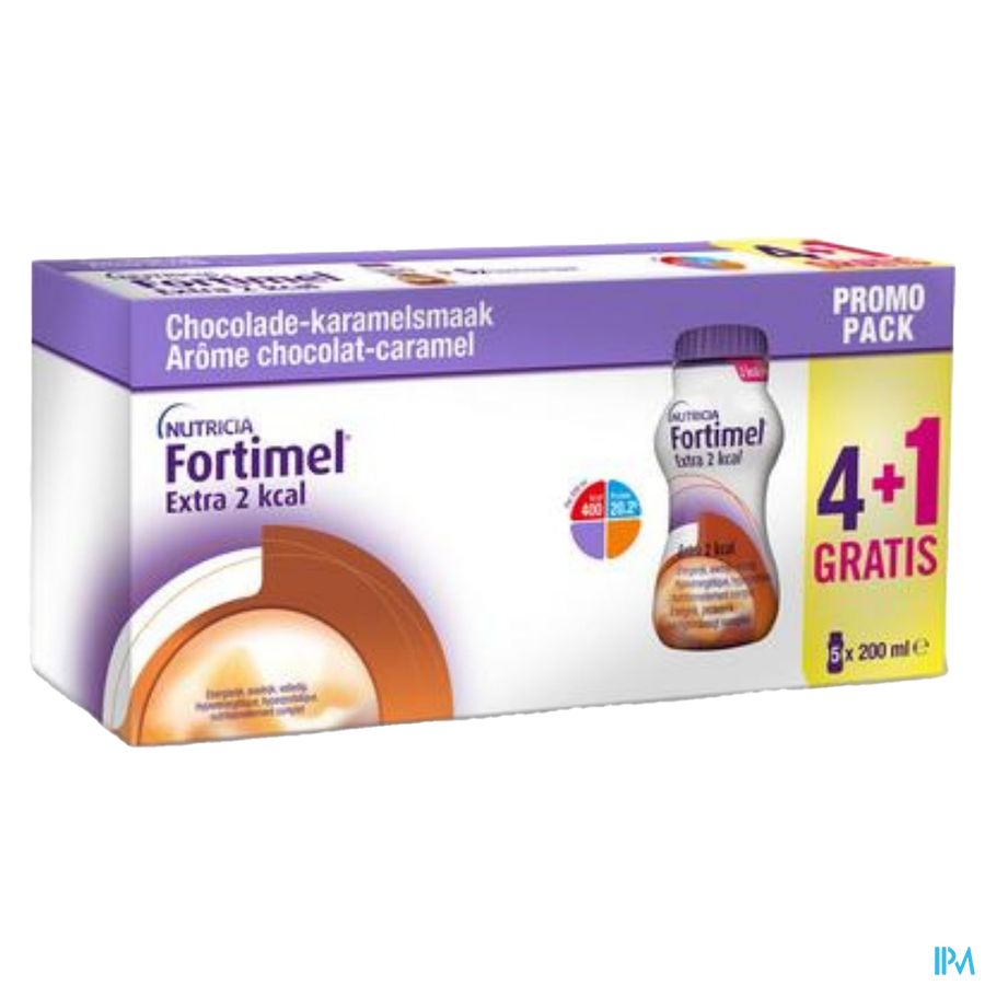 Fortimel Extra 2kcal Promo4+1 Goût Choco-Caramel Bouteilles 5x200ml